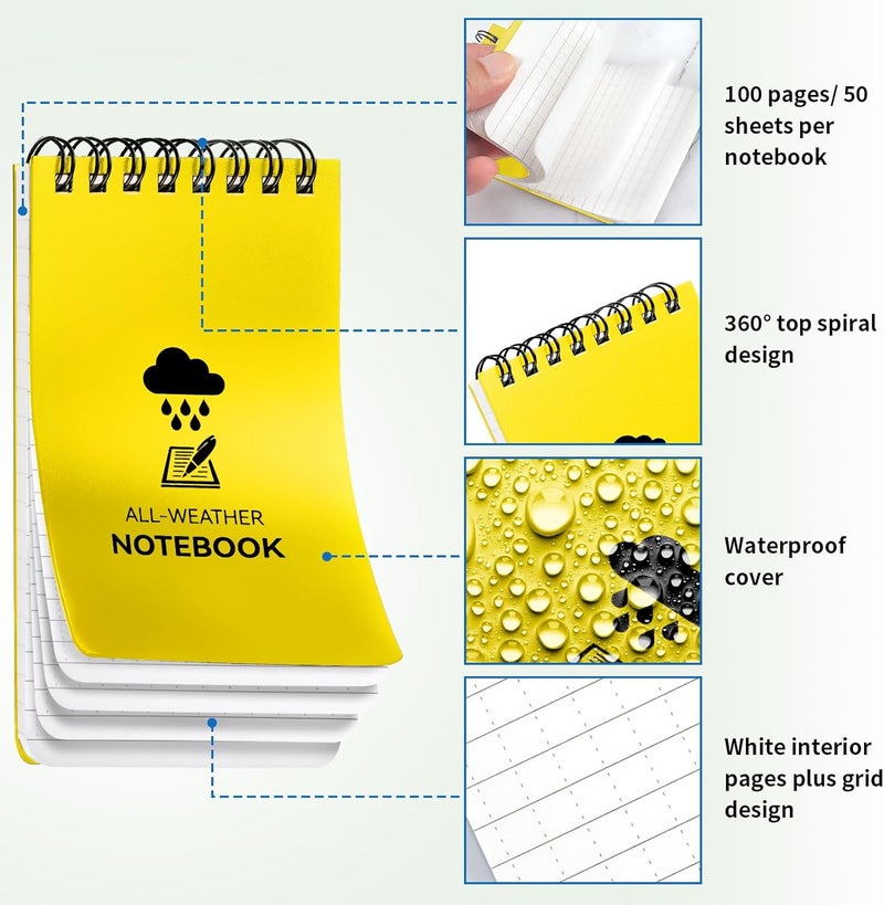 Coidea 3 Pack Waterproof Notebook, 3 x 5 Pocket Notepad, All Weather Small Pocket Notebook Paper, Mini Spiral Notepad Police Notepad 100 Lined Pages for Outdoor Office - Image 4